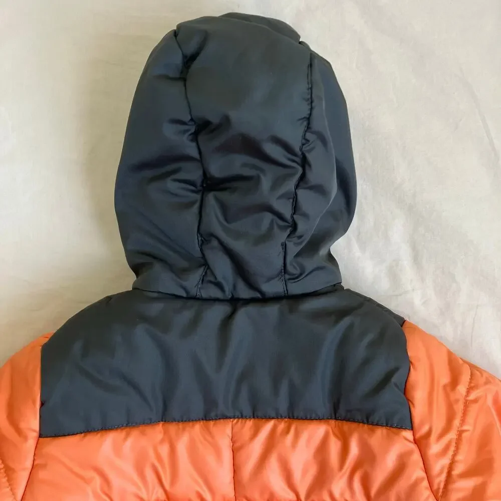 Carter’s Baby Sz 6-9mo Puffer Bunting Hooded Snowsuit Orange Brown Zip-up Warm